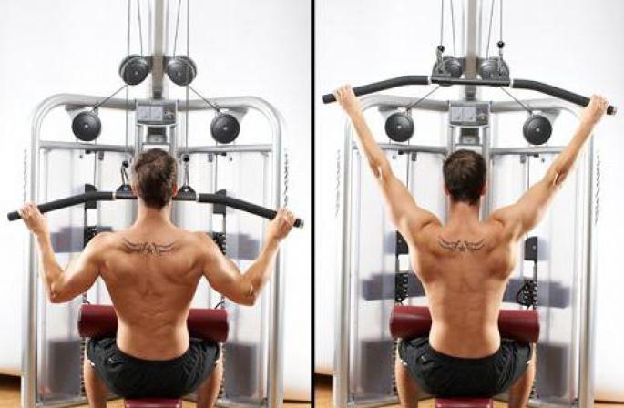 Upper pulley to the chest and behind the head Upper pulley what muscles work
